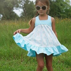 Omi Jo Well Dressed Wolf Quilt AH Tunic Blue Size 8 NEW NWT
